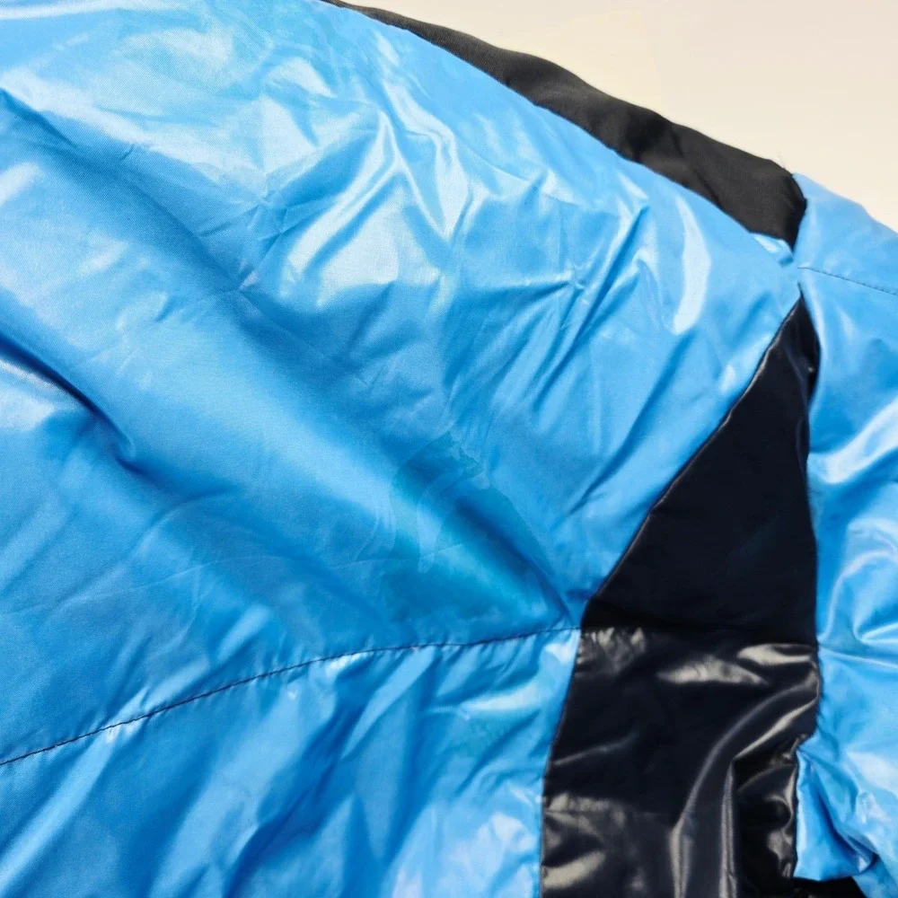 Vintage Contender Duck Down Puffer Jacket Mens XL Blue Black‎ Retro Winter